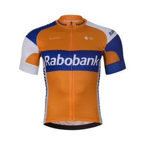 BONAVELO Cyklistický dres s krátkým rukávem - RABOBANK - oranžová/modrá 2XL