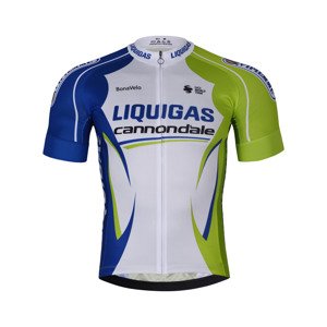 BONAVELO Cyklistický dres s krátkým rukávem - LIQUIGAS CANNONDALE - modrá/zelená/bílá 2XL