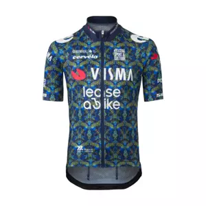 AGU Cyklistický dres s krátkým rukávem - TDF 2024 TEAM VISMA | LEASE A BIKE KIDS - modrá/žlutá