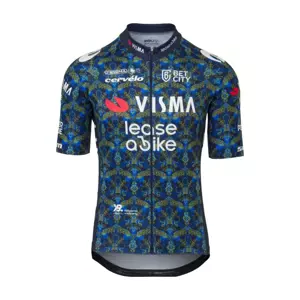 AGU Cyklistický dres s krátkým rukávem - TDF 2024 TEAM VISMA | LEASE A BIKE - modrá/žlutá