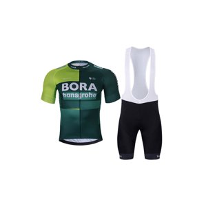 BONAVELO Cyklistický krátký dres a krátké kalhoty - BORA 2024 - červená/černá/zelená
