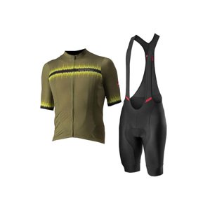CASTELLI Cyklistický krátký dres a krátké kalhoty - GRIMPEUR - zelená/černá