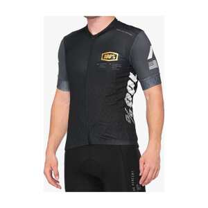 100% SPEEDLAB Cyklistický dres s krátkým rukávem - EXCEEDA - černá/šedá M