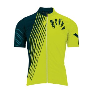 Cyklistický dres s krátkým rukávem - GREEN FIRE - žlutá/modrá L