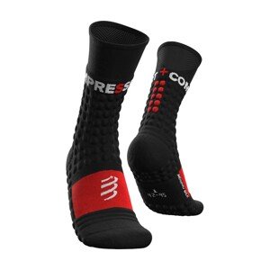 COMPRESSPORT Cyklistické ponožky klasické - PRO RACING WINTER RUN - černá/červená 42-44