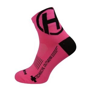 HAVEN Cyklistické ponožky klasické - LITE SILVER NEO 2PAK - růžová/černá 34-36
