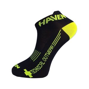 HAVEN Cyklistické ponožky kotníkové - SNAKE SILVER NEO 2PAK - žlutá/černá 37-39