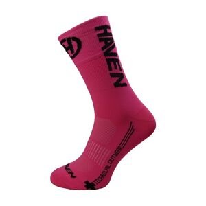 HAVEN Cyklistické ponožky klasické - LITE SILVER NEO LONG 2PAK - černá/růžová 40-41