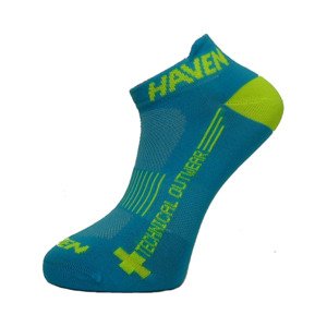 HAVEN Cyklistické ponožky kotníkové - SNAKE SILVER NEO 2PAK - žlutá/modrá 40-41