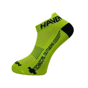 HAVEN Cyklistické ponožky kotníkové - SNAKE SILVER NEO 2PAK - žlutá/černá 37-39