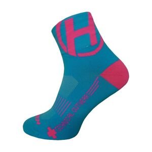 HAVEN Cyklistické ponožky klasické - LITE SILVER NEO 2PAK - růžová/modrá 42-43