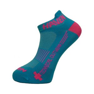 HAVEN Cyklistické ponožky kotníkové - SNAKE SILVER NEO 2PAK - modrá/růžová 34-36