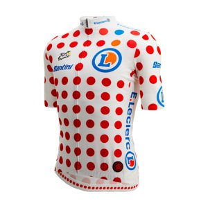 SANTINI Cyklistický dres s krátkým rukávem - TDF FAN BEST CLIMBER - bílá/červená