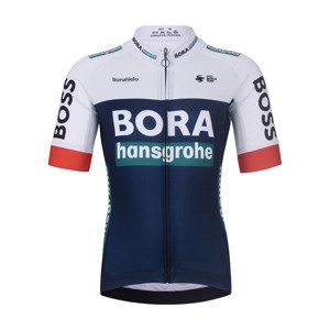 BONAVELO Cyklistický dres s krátkým rukávem - BORA KID 2025 - modrá/vícebarevná L-155cm