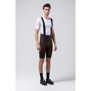 GOBIK Cyklistické kalhoty krátké s laclem - GRIT 2.0  - hnědá 2XL