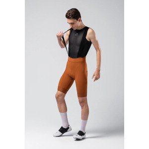 GOBIK Cyklistické kalhoty krátké s laclem - MATT 2.0 - hnědá M