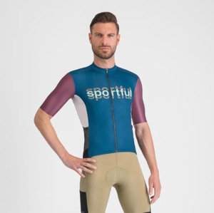 SPORTFUL Cyklistický dres s krátkým rukávem - SUPERGIARA LOGO - modrá/bordó XL