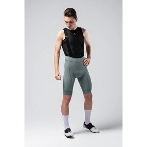 GOBIK Cyklistické kalhoty krátké s laclem - MATT COMPACT 2.0 - šedá/zelená XL