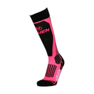 HAVEN Cyklistické podkolenky - COMPRESSIVE SKI - černá/růžová 44-46