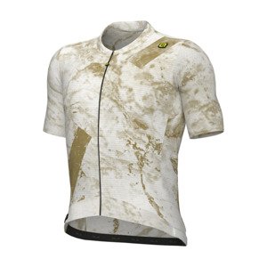 ALÉ Cyklistický dres s krátkým rukávem - MARBLE PR-E - bílá/zlatá 4XL