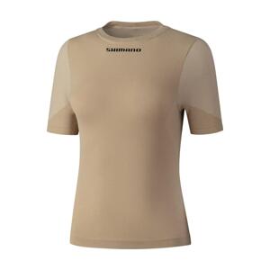 SHIMANO Cyklistické triko s krátkým rukávem - VERTEX SS - béžová L-XL
