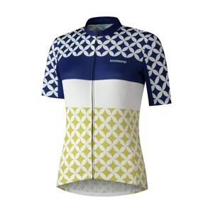 SHIMANO Cyklistický dres s krátkým rukávem - MIZUKI - bílá/modrá S
