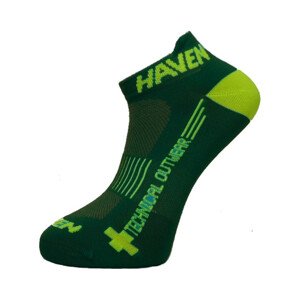 HAVEN Cyklistické ponožky kotníkové - SNAKE SILVER NEO - zelená/žlutá 40-41