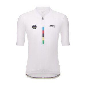SANTINI Cyklistický dres s krátkým rukávem - UCI WORLD CHAMPION - bílá