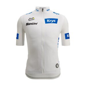 SANTINI Cyklistický dres s krátkým rukávem - TOUR DE FRANCE - WHITE JERSEY - bílá