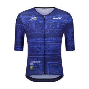 SANTINI Cyklistický dres s krátkým rukávem - TDF ARRIVÉE ARC DE TRIOMPHE - modrá