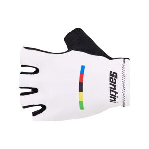 SANTINI Cyklistické rukavice krátkoprsté - UCI WORLD CHAMPION - bílá