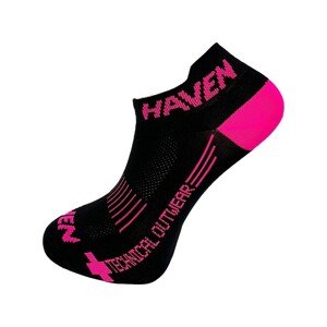 HAVEN Cyklistické ponožky kotníkové - SNAKE SILVER NEO 2PAK - černá/růžová 37-39