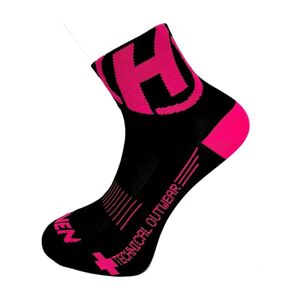 HAVEN Cyklistické ponožky klasické - LITE SILVER NEO 2PAK - černá/růžová 44-46