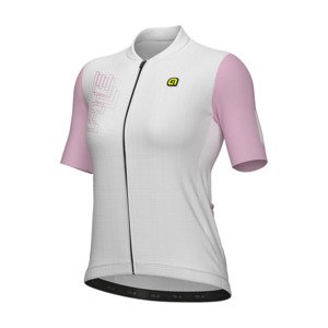 ALÉ Cyklistický dres s krátkým rukávem - FOLLOW ME PR-E - bílá/růžová