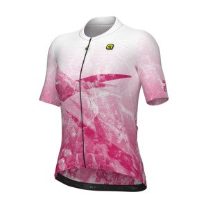 ALÉ Cyklistický dres s krátkým rukávem - QUARTZ PR-E - bílá/růžová 5XL