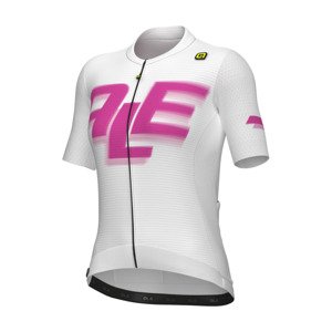 ALÉ Cyklistický dres s krátkým rukávem - SAUVAGE PR-E - bílá/růžová 3XL
