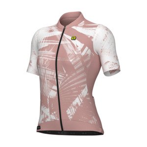 ALÉ Cyklistický dres s krátkým rukávem - PALM PR-E - růžová/bílá 3XL