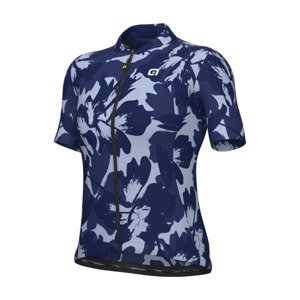 ALÉ Cyklistický dres s krátkým rukávem - FLOWER PRAGMA - bílá/modrá 5XL
