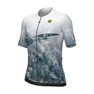 ALÉ Cyklistický dres s krátkým rukávem - QUARTZ PR-E - bílá/zelená 4XL