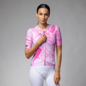 ALÉ Cyklistický dres s krátkým rukávem - MARBLE PR-E - bílá/růžová 2XS