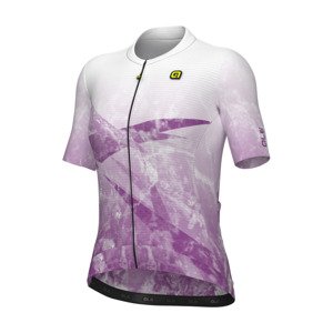 ALÉ Cyklistický dres s krátkým rukávem - QUARTZ PR-E - bílá/fialová XS