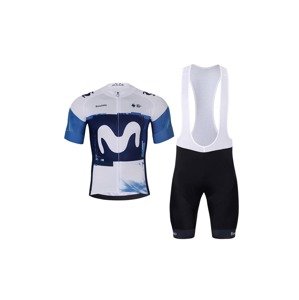 BONAVELO Cyklistický krátký dres a krátké kalhoty - MOVISTAR 2025 - bílá/modrá/černá