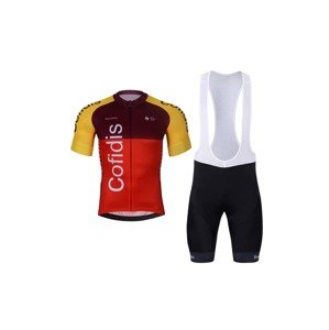 BONAVELO Cyklistický krátký dres a krátké kalhoty - COFIDIS 2025 - černá/oranžová/červená