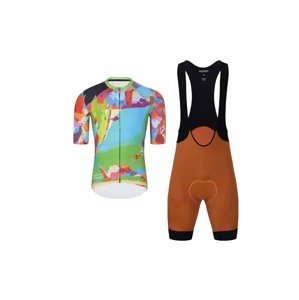 HOLOKOLO Cyklistický krátký dres a krátké kalhoty - DEER - vícebarevná/zelená/hnědá