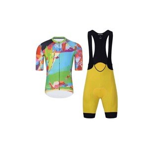 HOLOKOLO Cyklistický krátký dres a krátké kalhoty - DEER - vícebarevná/žlutá/zelená