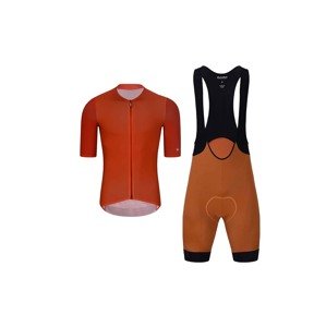 HOLOKOLO Cyklistický krátký dres a krátké kalhoty - PERFORMANCE - hnědá/oranžová