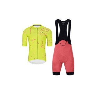 HOLOKOLO Cyklistický krátký dres a krátké kalhoty - PASSION - žlutá/růžová