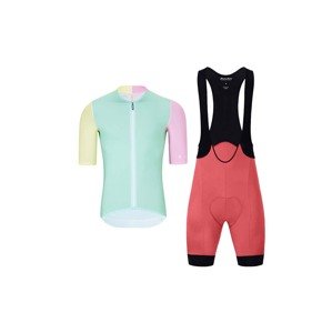 HOLOKOLO Cyklistický krátký dres a krátké kalhoty - PERFORMANCE - růžová/světle zelená