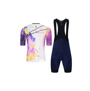 HOLOKOLO Cyklistický krátký dres a krátké kalhoty - SPLASH - fialová/šedá/modrá