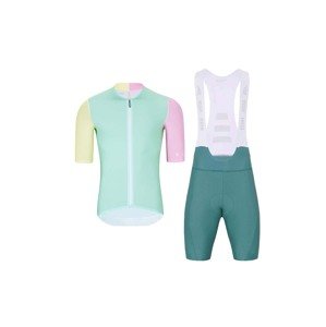 HOLOKOLO Cyklistický krátký dres a krátké kalhoty - PERFORMANCE - zelená/růžová